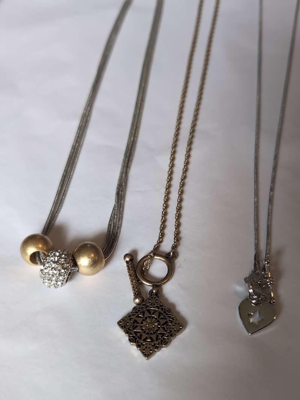 3 Gold and Silver tone Fashion Necklaces